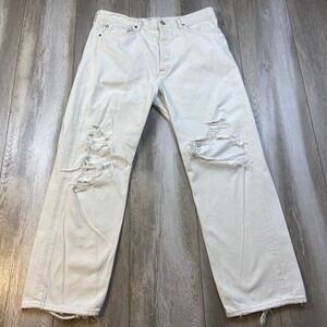 AGOLDE 90's Jeans Womens Size 32 White High Rise Loose Fit Distressed Denim